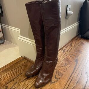 Elegant Brown Leather Knee-High Boots